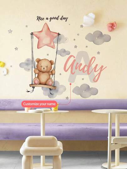1pc 30*120cm/11.81*47.24in Cartoon Cat Paw Wall Sticker, Rainbow Heart Kitten Wall Decal, Cartoon Cute Bear Star Swing Wall Stickers For Living Room Bedroom Stickers Decor Removable PVC Decals Room Wall Mural, Girls/Boys Room Decor, Kids Room, Nursery Stickers,Multi-Functional,Ornamental,Letter,Solid Color,Exquisite,Colorful,Cute,Adorable,Casual,Custom,Personalised,Unique,Customized,Baby Gifts,Ideal Gifts For Him,Ideal Gifts For Her,Son,Daughter Back To School