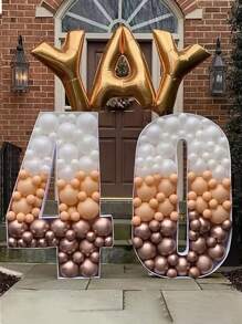 1PC Giỏ kỹ thuật số khảm bóng bay màu trắng cho đồ dùng tiệc tùng, Khung kỹ thuật số khảm bóng bay trang trí sinh nhật, Bìa cứng trang trí tiệc - trắng - Xem 7