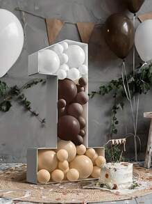 1PC Giỏ kỹ thuật số khảm bóng bay màu trắng cho đồ dùng tiệc tùng, Khung kỹ thuật số khảm bóng bay trang trí sinh nhật, Bìa cứng trang trí tiệc - trắng - Xem 5