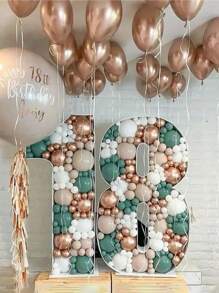 1PC Giỏ kỹ thuật số khảm bóng bay màu trắng cho đồ dùng tiệc tùng, Khung kỹ thuật số khảm bóng bay trang trí sinh nhật, Bìa cứng trang trí tiệc - trắng - Xem 2