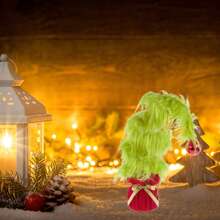 Desktop Christmas Tree, Furry Holiday Desk Ornament Home Office Decor Party Favor Present - Green - View 7