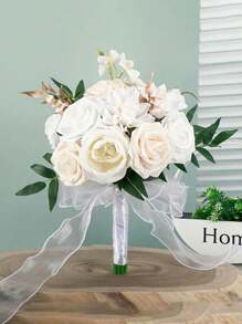 Bride Holding Bouquet Red Rose Bouquet Western Wedding Dress Photography Props New Style Natural Style Artificial Bouquet Best Gifts