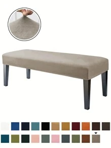1pc Modern Classic Solid Color High Elastic Silver Fox Velvet Bench Cushion Cover, Soft & Comfortable, Dust-Proof And Dirt-Resistant, Suitable For Dining Bench, Shoe Bench, Bed Bench - Multicolor - View 1