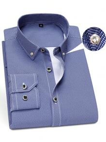 New Men's Ditsy Floral Long Sleeve Shirt, Soft Breathable Business/Formal Casual Dress Shirt, Diamond Buttons, Wedding Groomsman