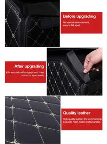 1 件重型 PU 皮革多用途可折叠汽车后备箱储物整理器带盖便携式汽车储物箱储物箱适用于 SUV 小型货车卡车旅行家用耐用轻型汽车 - 尺码 S/M/L