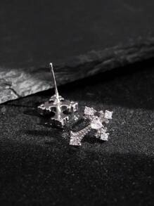 1 对男士时尚优雅耳钉，简约几何独特设计 - 十字 - 查看 10