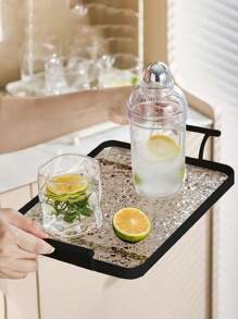 1 pieza Bandeja acrílica para cocina, comedor, almacenamiento de la sala de estar, adecuada para juego de té, cristalería, caramelos, galletas, pan, boda, fiesta, regalo, cumpleaños