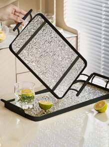 1 pieza Bandeja acrílica para cocina, comedor, almacenamiento de la sala de estar, adecuada para juego de té, cristalería, caramelos, galletas, pan, boda, fiesta, regalo, cumpleaños