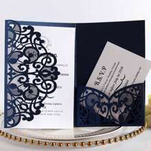 10 Stück/Packung Hochzeitseinladungen (mit Umschlägen und 2 leeren Innenkarten), Laser-geschnittene Verlobungskarte, elegante Premium-Geschäftsgrußkarten für Ferien, Geburtstag, Weihnachten