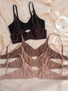 5pcs/Pack Women's Solid Color Thin Cup Wire Comfortable Bras - Multicolor - View 5
