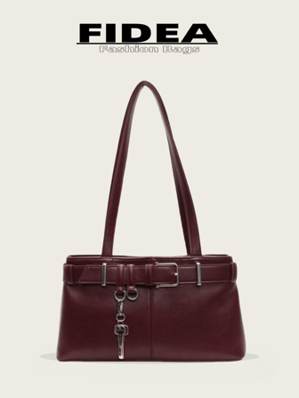 قطعة واحدة حقيبة يد نسائية كلاسيكية من الجلد الصناعي بلون أحادي عصري، ملائمة للخروجات والتسوق، متعددة الاستخدامات، مع سلسلة مفاتيح