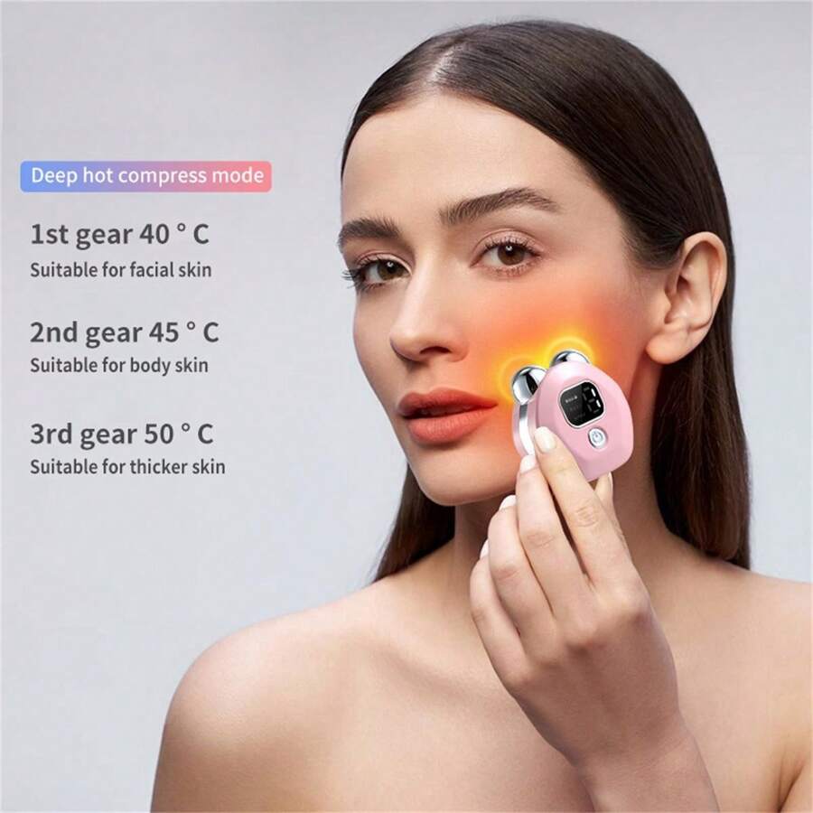 圆颈美容按摩器，用于面部和颈部按摩，具有按摩、加热和振动功能，适合女性的礼物