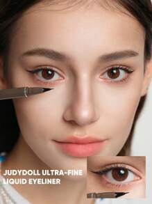 JUDYDOLL 400mg SLIM 液体眼线笔，超细笔尖，持久防水配方，可涂抹在下睫毛上，适合初学者、自用、礼物、化妆、旅行、节日、小众产品、新品、与众不同、送给朋友、女朋友、婚礼必需品、婚礼嘉宾、单身派对、学校自然妆容、可爱妆容、大胆妆容、约会妆容 - 棕色 - 查看 5