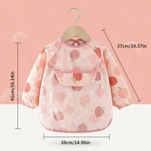 1 件装可爱龙图案双面防水幼儿围兜长袖喂奶罩衣 适合婴儿