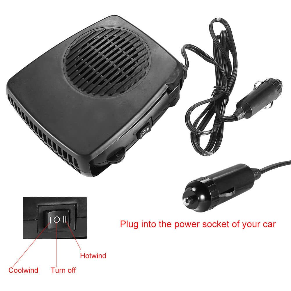 12V Car Electric Heater & Heating/Cooling Fan - Portable Defroster Demister With Efficient Temperature Control, Christmas & Halloween Must-Have For Cars, Trucks, RVs - Svart - Visa 1