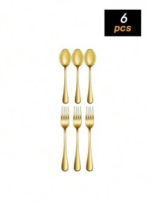 Juego de 6/12/24 piezas de tenedor y cuchara de acero inoxidable para la cena, tenedores y cucharas de postre de 6.7 pulgadas duraderas, aptas para uso doméstico, cocina y restaurante