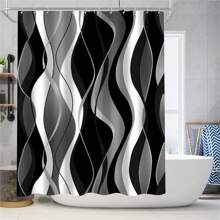 1pc Bathroom Shower Curtain, Geometric Pattern Shower Curtain With Hooks, Bathroom Decor Fall Decor Bathroom Accessories Back To School