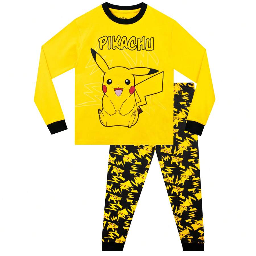 pokemon Pikachu Pyjamas | Boys' Long Sleeve Pyjamas | Officially Licensed - Yellow - View 1