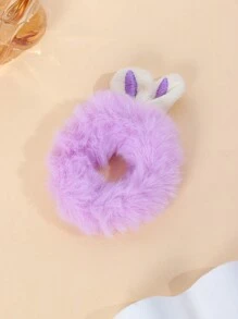 1pc Plush Rabbit Ear Scrunchie, Elastic Hair Tie For Girls, Cute Hair Accessory, Autumn/Winter - Multicolor - View 9