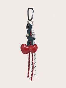1pc DIY Cute 3D Heart & Cherry Key Chain Handbag & Luggage Charm Decor Gifts For Women Valentines - Multicolor - View 2