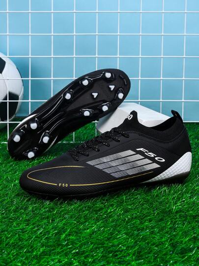 1 par de zapatos de fútbol/fútbol soccer unisex para partido y entrenamiento, de corte bajo para campo de césped natural y artificial, con agarre profesional, cordones, suela antideslizante, tacos AG y FG resistentes al desgaste, diseño de alto rendimiento y livianos, directa de fábrica