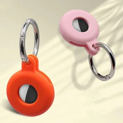 1piece Airtag Holder For Air Tag Holder Airtag Case With Anti-Lost Keychain Key Ring, Silicone Protective Cover Suitable For Kids' Backpacks Dog Collars Multi-Color Airtag Accessories
