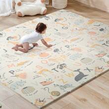 Sour Lemon Alfombra acolchada plegable para bebé 180x200 extragrande, alfombra de juegos infantil para habitación de bebés y niños pequeños, reversible de doble cara, antideslizante - Letras - Ver 1