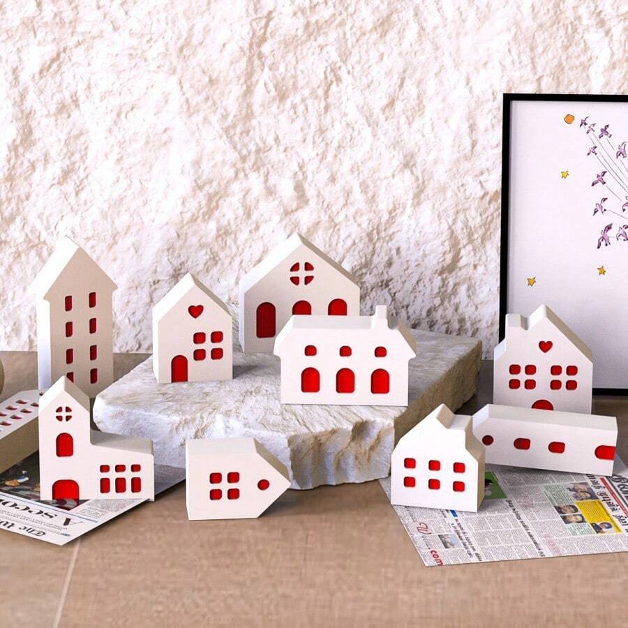Silicone Mold In The Shape Of A Small House, European Style House Decor Casting Mold, Resin Crafting Mold - White - View 1