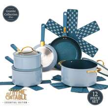 Granite 12-Piece Cookware Set Nonstick - Green With Lid