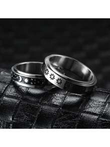 AVYRING 3-6pcs Fidget Rings For Anxiety Stainless Steel Spinner Ring Anti Anxiety Ring Spinning Moon Star Cool Stress Relieveing Rings