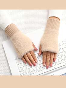 2 Pairs Unisex Fall/Winter Fashion Knit Fingerless Arm Warmers With Thumb Hole, Thickened Polyester Wrist Cuffs For Cycling And Outdoor Activities - Hand Wash Only