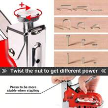 Upholstery Staple Gun For Wood Heavy Duty With Staples,4 In 1 Manual Power Adjustment Brad Nail Stapler Gun For Wood,Craft,Wire,Cable,Fabric,Furniture,DIY (4 In 1 Basic Kit), Tools For Men