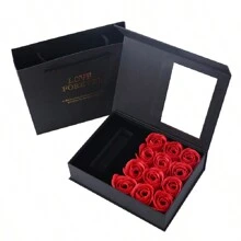 1pc Valentine's Day Necklace Lipstick Jewelry Gift Box (Empty Box + Preserved Flower + Handbag), Birthday Gift, Wedding Packaging Box - Multicolor - View 6
