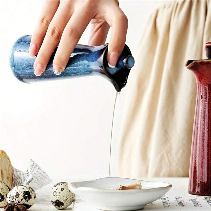 1pc 120ml窑烧陶瓷调味瓶日式油壶酱油瓶醋瓶橄榄油瓶创意调味瓶厨房用品 - 彩色 - 查看 1