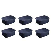 3 Gallon Stackable Storage Container, Dark Indigo Metallic (6 Pack) - Purple - View 1