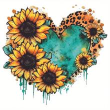 Applique Patches Flower Leopard Print Heart Pattern Themed Iron On Stickers For DIY T-Shirt Clothing Mask, Jeans, Backpack, Hats, Pillow Washable Heat Transfer Stickers - Multicolor - View 1