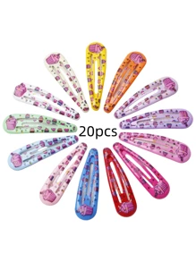 10/20/50/100个随机混色印花彩色BB发夹，可爱少女发夹，清新刘海夹，适合日常使用 - 彩色 - 查看 19