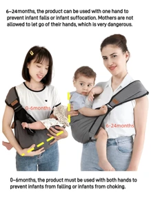 1pc Universal Black Baby Carrier With Waist Stool For Newborns, All Season, For Infant Travel