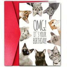 Charming Cat-Themed Birthday Card - Perfect Gift For Cat Lovers, Friends & Family, High-Quality Paper Greeting Card