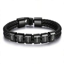 Personalized Fathers Bracelet Family Custom Names Engraved Men Braided Leather Bracelets For Men Dad Gifts For Him Husband,Silver,Black,Stylish,Colorful,Vintage,Simple,Unisex,Casual,Cuties,Custom,Personalized,Unique,Ideal Gifts For Him,Ideal Gifts For Her,Her,Boyfriend,Girlfriend,Dad,Mom,Family,Friends,For Anniversaries,For Birthdays,For Graduation,For Prom,For Party,Jewelry,Jewelry,School Supplies,Back To School,For Office,For School,For Classroom,For Teacher Gifts,For University,For Colleague,For Dorm Rooms,For Teacher,For Boys And Girls,For Teenagers,Junior High School Students,Middle School Students,High School Senior High School Students,College Students,University Students,Freshman,Sophomore,Underclassmen - Multicolor - View 31
