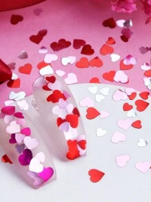 Metallic Heart Nail Art Glitter Sequins Valentines Day Manicure Decoration Accessories Hearts Shape Glitter Nails Design Nail Supplies Nails Nail Charms Nail Gems - Multicolor - View 7