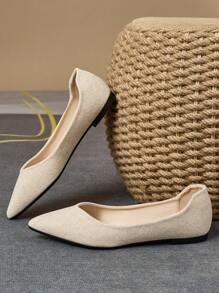 WHDXY 女士平底纯色乐福鞋，尖头办公室工作通勤平底鞋，舒适四季一脚蹬