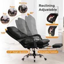 Comfortable Office Chair High Back Executive Desk Chair Leather Computer Gaming Chairs Big And Tall Office Chairs With Footrest - màu đen - Xem 5