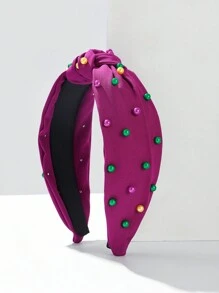 1 件成人打结仿珍珠头带，简约时尚休闲日常佩戴发带发箍 - 彩色 - 查看 4