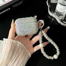 Rhinestone New Luxury Rhinestone Earphone Case With Chain Strap, Compatible With AirPods 1/2, AirPods Pro, AirPods 3, AirPods Pro 2 Bluetooth Wireless Earphones Protective Cover