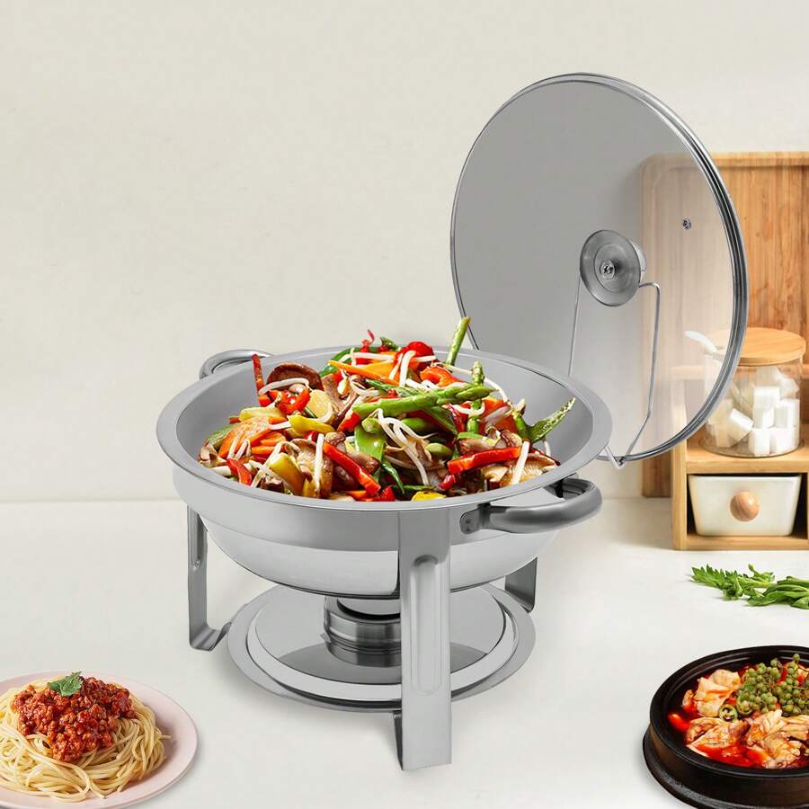 YUNRUX 5L Stainless Steel Chafing Dish Heat Container Food Warmer For Buffet Party Stainless Steel Rechaud Heat Container - Silver - View 1