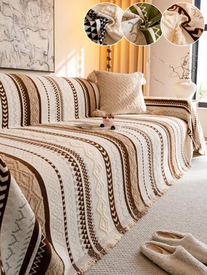 1 件装雪尼尔提花沙发套毯，防宠物防滑防尘沙发保护套，适合所有季节，适用于 L 型沙发和 1/2/3/4 座沙发（单独出售）