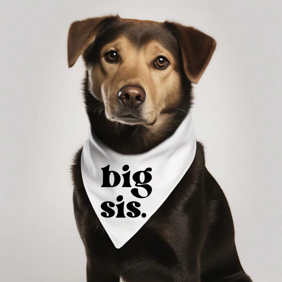 Big Sis Dog Bandana, Pregnancy Announcement Dog Bandana, Maternity Photoshoot Pet Scarf, Baby Shower Dog Accessories Gift Bandana. TX-10 - 白色 - 查看 1