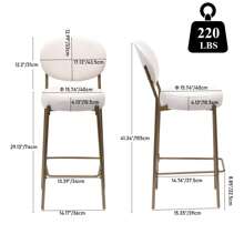 29'' H Seat Height Upholstered Bar Stools Set Of 2 Velvet/Faux Leather Dining Bar Stool With Golden Legs Modern Round Kitchen Chairs - trắng - Xem 7