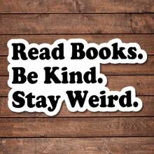 1/2/5 件“读书。善待他人。保持独特。”贴纸 | 趣味奇特的乙烯基贴纸，适用于计划本、日记本和笔记本电脑 | 可爱又充满正念的设计，适合冥想、健康爱好者和书籍爱好者 | 时尚、艺术、积极肯定贴纸 - 彩色 - 查看 1